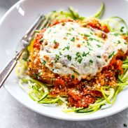 Chicken parmesan on a plate pin