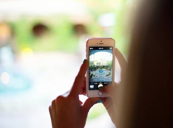 Iphone taking a photo.