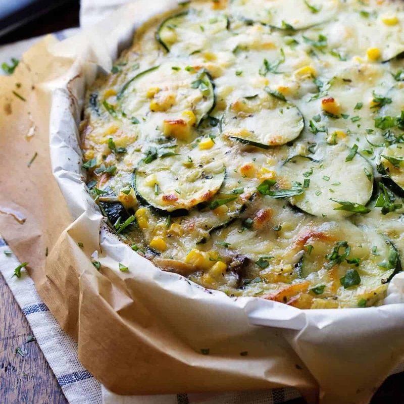 Sweet corn and zucchini pie.