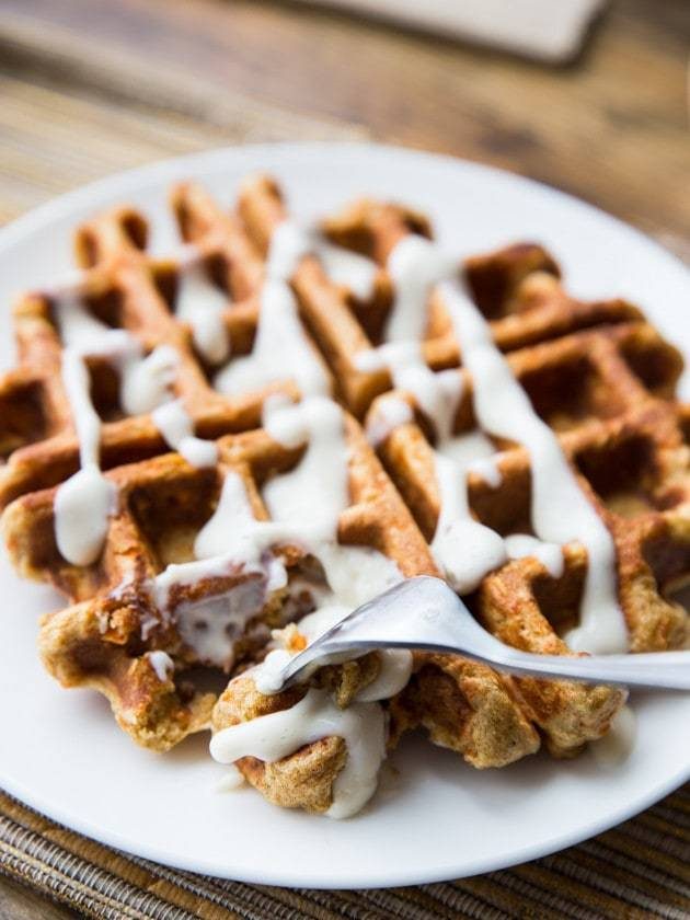 Waffle with drizzle.